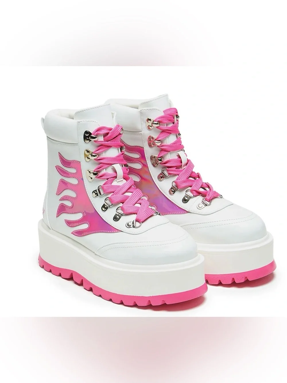 Kawaii Helios Hologram Flame Boots - Pink UK size 4 US size 6.5 EU size 37